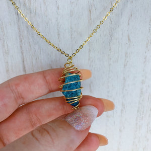 Raw Blue Apatite Necklace