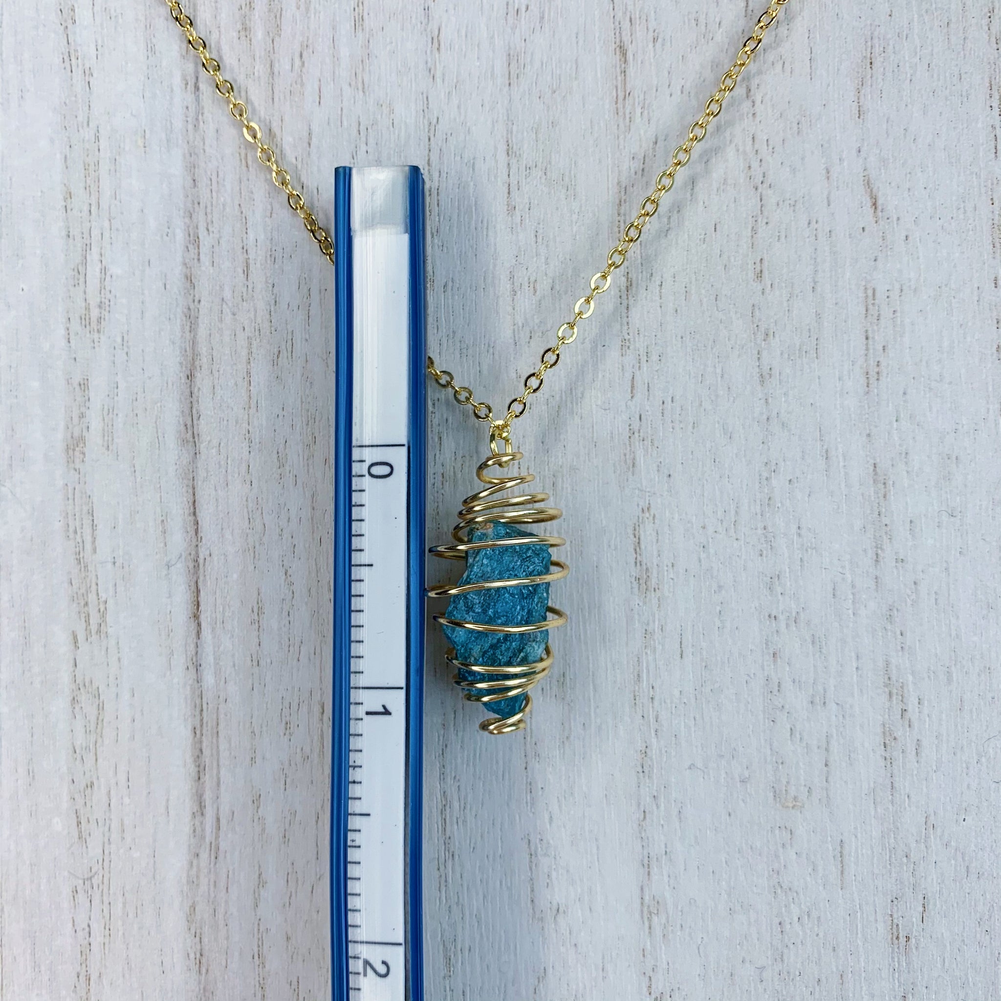 Raw Blue Apatite Necklace