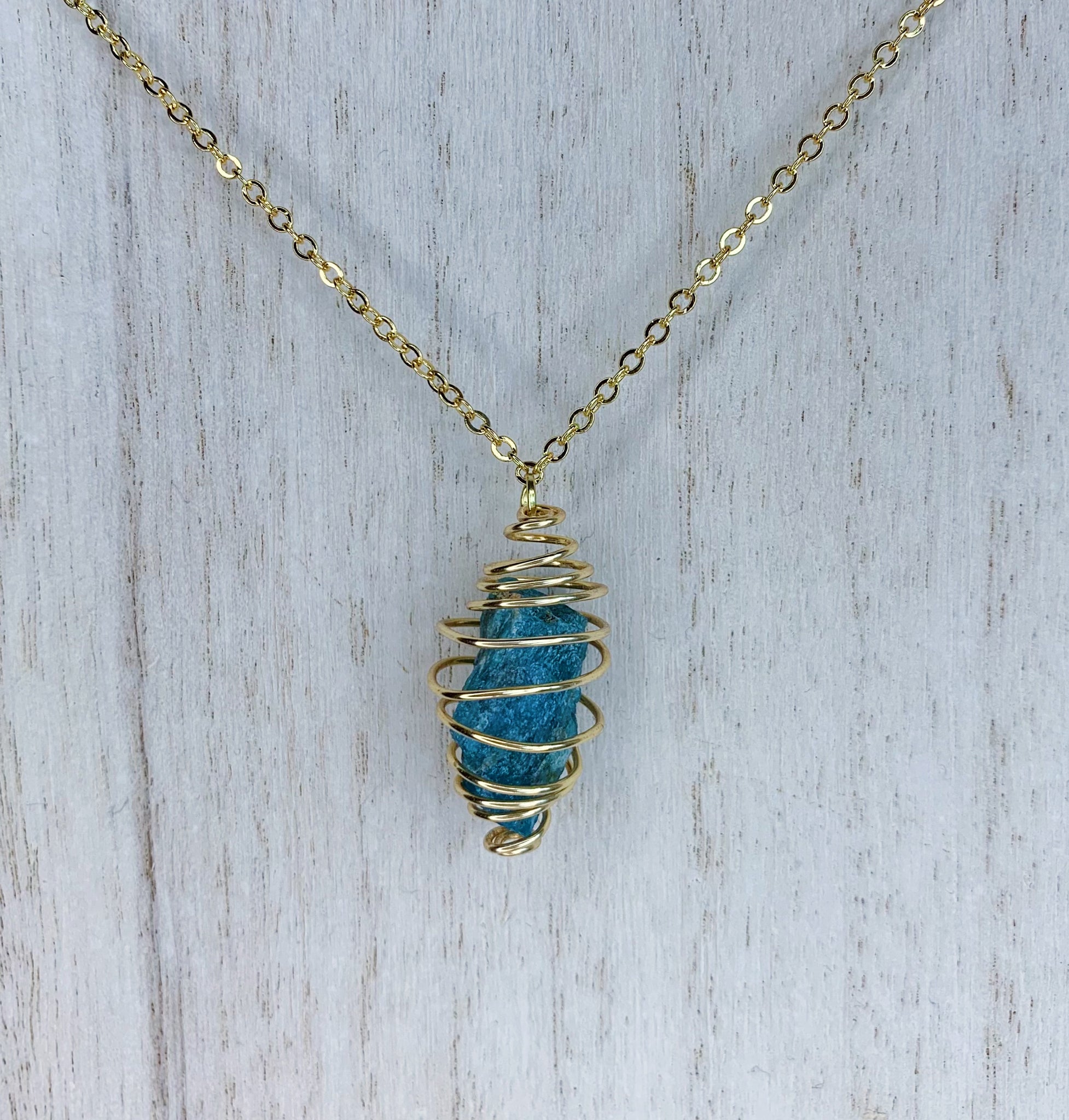 Raw Blue Apatite Necklace